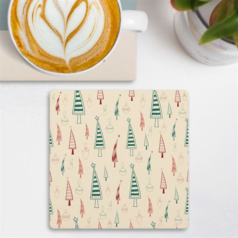 Trees Christmas Holiday Pattern UV Print Square Tile Coaster  from ArtsNow.com Front