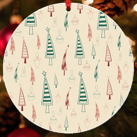 Trees Christmas Holiday Pattern UV Print Acrylic Ornament Round from ArtsNow.com Front