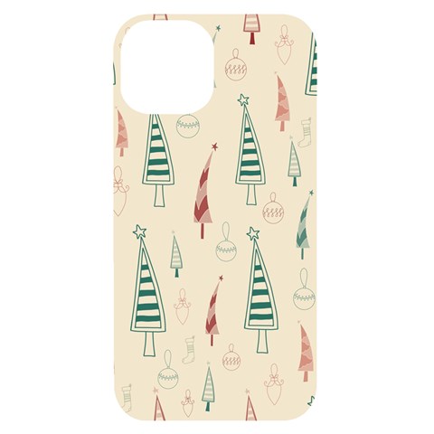 Trees Christmas Holiday Pattern iPhone 14 Black UV Print PC Hardshell Case from ArtsNow.com Front