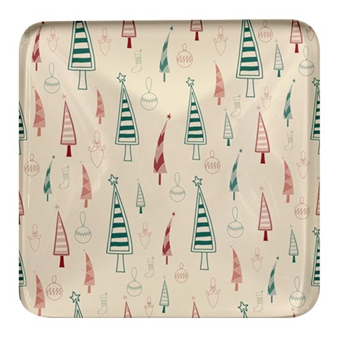 Trees Christmas Holiday Pattern Square Glass Fridge Magnet (4 pack) from ArtsNow.com Front