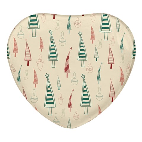 Trees Christmas Holiday Pattern Heart Glass Fridge Magnet (4 pack) from ArtsNow.com Front