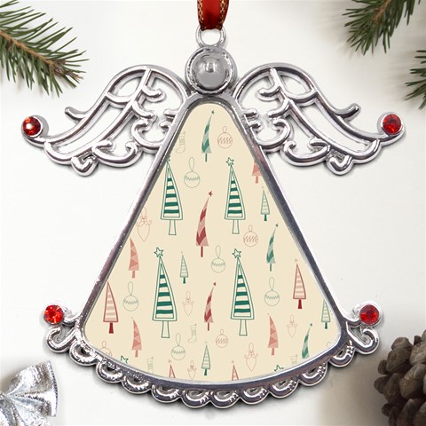 Trees Christmas Holiday Pattern Metal Angel with Crystal Ornament from ArtsNow.com Front