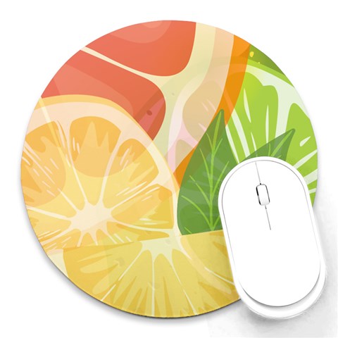 Citrus Fruit Healthy Vitamin Round Mousepad from ArtsNow.com Front