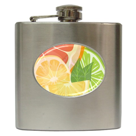 Citrus Fruit Healthy Vitamin Hip Flask (6 oz) from ArtsNow.com Front