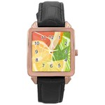 Citrus Fruit Healthy Vitamin Rose Gold Leather Watch 