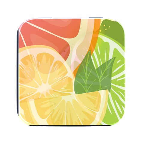 Citrus Fruit Healthy Vitamin Square Metal Box (Black) from ArtsNow.com Front