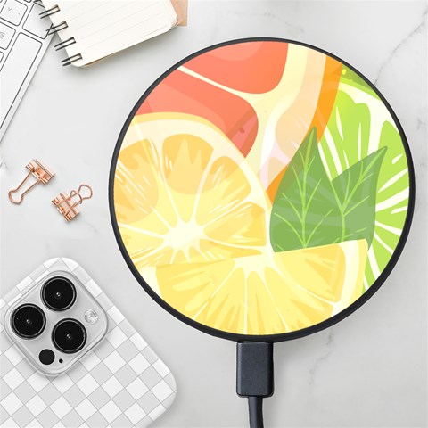 Citrus Fruit Healthy Vitamin Wireless Fast Charger(Black) from ArtsNow.com Front