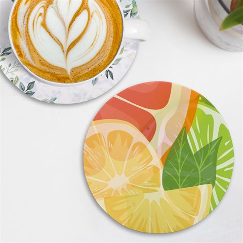 Citrus Fruit Healthy Vitamin UV Print Round Tile Coaster from ArtsNow.com Front