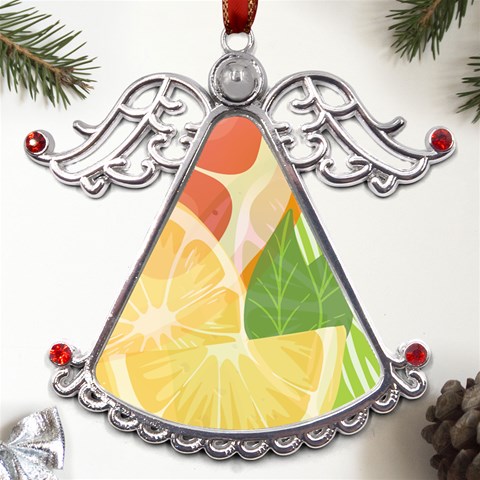 Citrus Fruit Healthy Vitamin Metal Angel with Crystal Ornament from ArtsNow.com Front