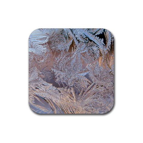 Window Pattern Winter Frost Rubber Coaster (Square) from ArtsNow.com Front