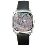 Window Pattern Winter Frost Square Metal Watch