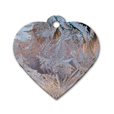 Window Pattern Winter Frost Dog Tag Heart (One Side) from ArtsNow.com Front