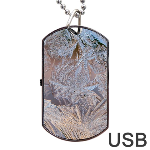 Window Pattern Winter Frost Dog Tag USB Flash (One Side) from ArtsNow.com Front