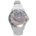 Window Pattern Winter Frost Round Plastic Sport Watch (L)