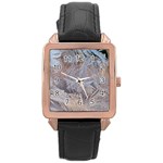 Window Pattern Winter Frost Rose Gold Leather Watch 