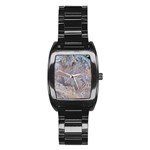 Window Pattern Winter Frost Stainless Steel Barrel Watch