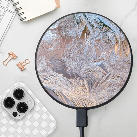 Window Pattern Winter Frost Wireless Fast Charger(Black) from ArtsNow.com Front