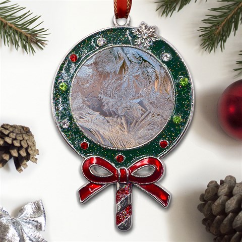 Window Pattern Winter Frost Metal X Mas Lollipop with Crystal Ornament from ArtsNow.com Front