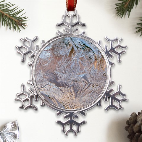 Window Pattern Winter Frost Metal Large Snowflake Ornament from ArtsNow.com Front