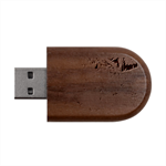 Window Pattern Winter Frost Wood Oval USB Flash Drive