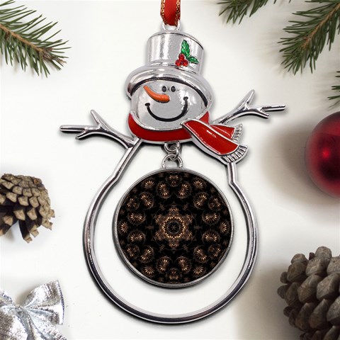 Bronze Age Mandala Metal Snowman Ornament from ArtsNow.com Front