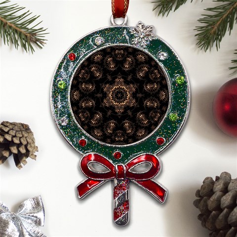 Bronze Age Mandala Metal X Mas Lollipop with Crystal Ornament from ArtsNow.com Front