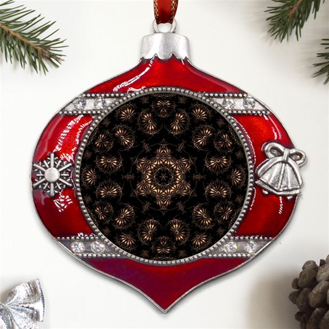 Bronze Age Mandala Metal Snowflake And Bell Red Ornament from ArtsNow.com Front