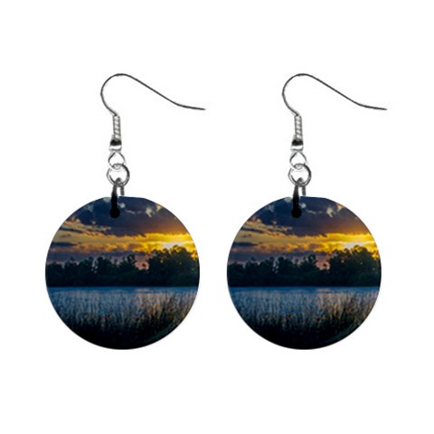 Peaceful Horizons of Uruguay  Mini Button Earrings from ArtsNow.com Front