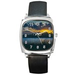 Peaceful Horizons of Uruguay  Square Metal Watch