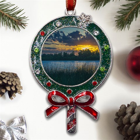 Peaceful Horizons of Uruguay  Metal X Mas Lollipop with Crystal Ornament from ArtsNow.com Front