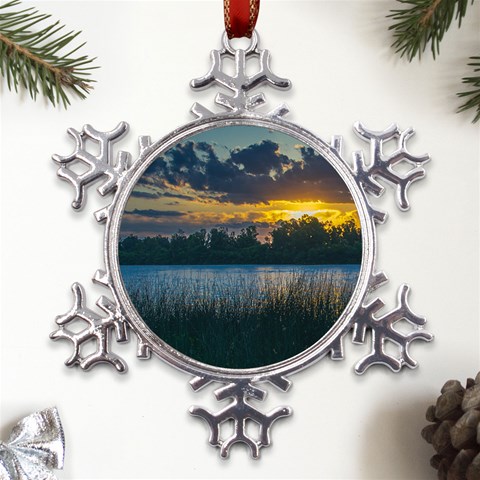 Peaceful Horizons of Uruguay  Metal Large Snowflake Ornament from ArtsNow.com Front