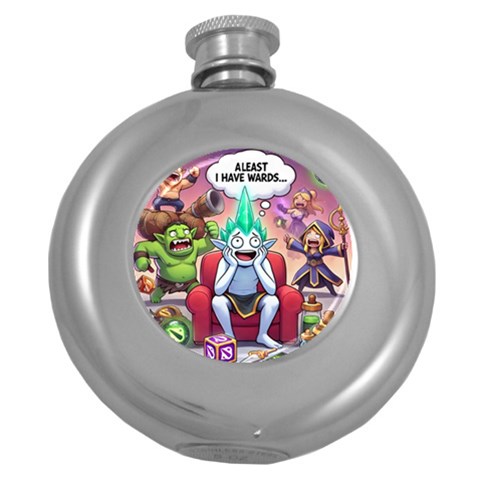 Huiok Round Hip Flask (5 oz) from ArtsNow.com Front