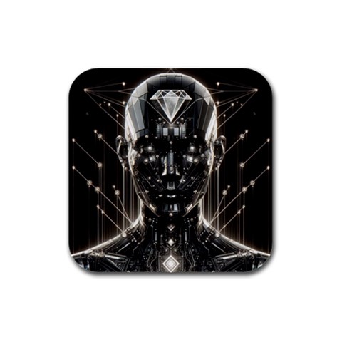 Robotics Robot Technology Future Rubber Square Coaster (4 pack) from ArtsNow.com Front