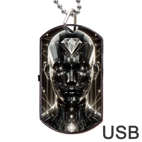 Robotics Robot Technology Future Dog Tag USB Flash (One Side) from ArtsNow.com Front