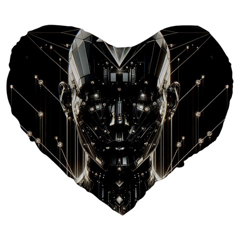 Robotics Robot Technology Future Large 19  Premium Flano Heart Shape Cushions from ArtsNow.com Front