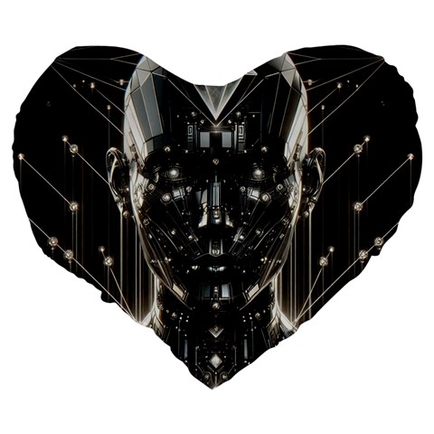 Robotics Robot Technology Future Large 19  Premium Flano Heart Shape Cushions from ArtsNow.com Back