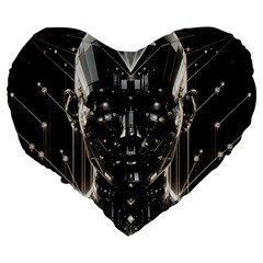 Robotics Robot Technology Future Large 19  Premium Flano Heart Shape Cushions from ArtsNow.com Back