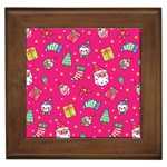 cute pink christmas pattern Framed Tile