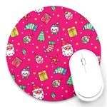 cute pink christmas pattern Round Mousepad