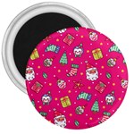 cute pink christmas pattern 3  Magnets