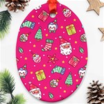 cute pink christmas pattern Ornament (Oval)