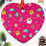 cute pink christmas pattern Ornament (Heart)