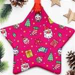 cute pink christmas pattern Ornament (Star)