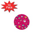 cute pink christmas pattern 1  Mini Buttons (10 pack) 