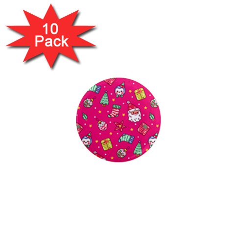 cute pink christmas pattern 1  Mini Magnet (10 pack)  from ArtsNow.com Front