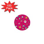 cute pink christmas pattern 1  Mini Buttons (100 pack) 