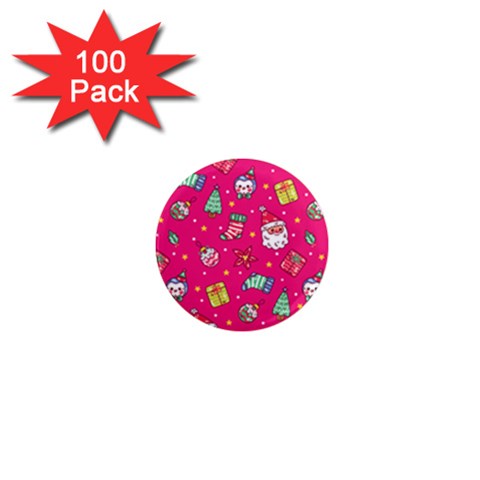 cute pink christmas pattern 1  Mini Magnets (100 pack)  from ArtsNow.com Front