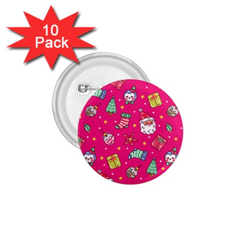 cute pink christmas pattern 1.75  Buttons (10 pack) from ArtsNow.com Front