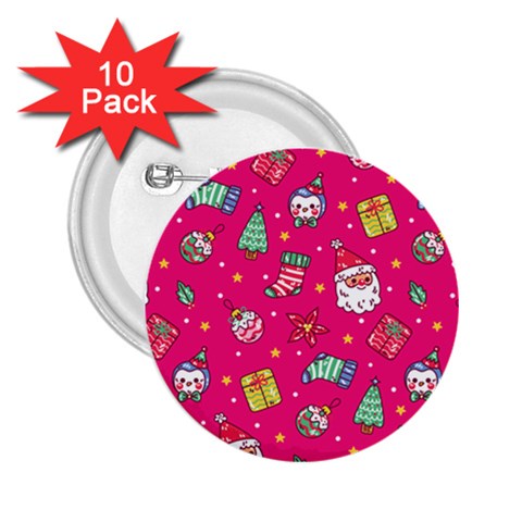 cute pink christmas pattern 2.25  Buttons (10 pack)  from ArtsNow.com Front