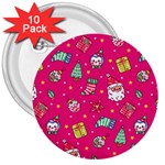 cute pink christmas pattern 3  Buttons (10 pack) 